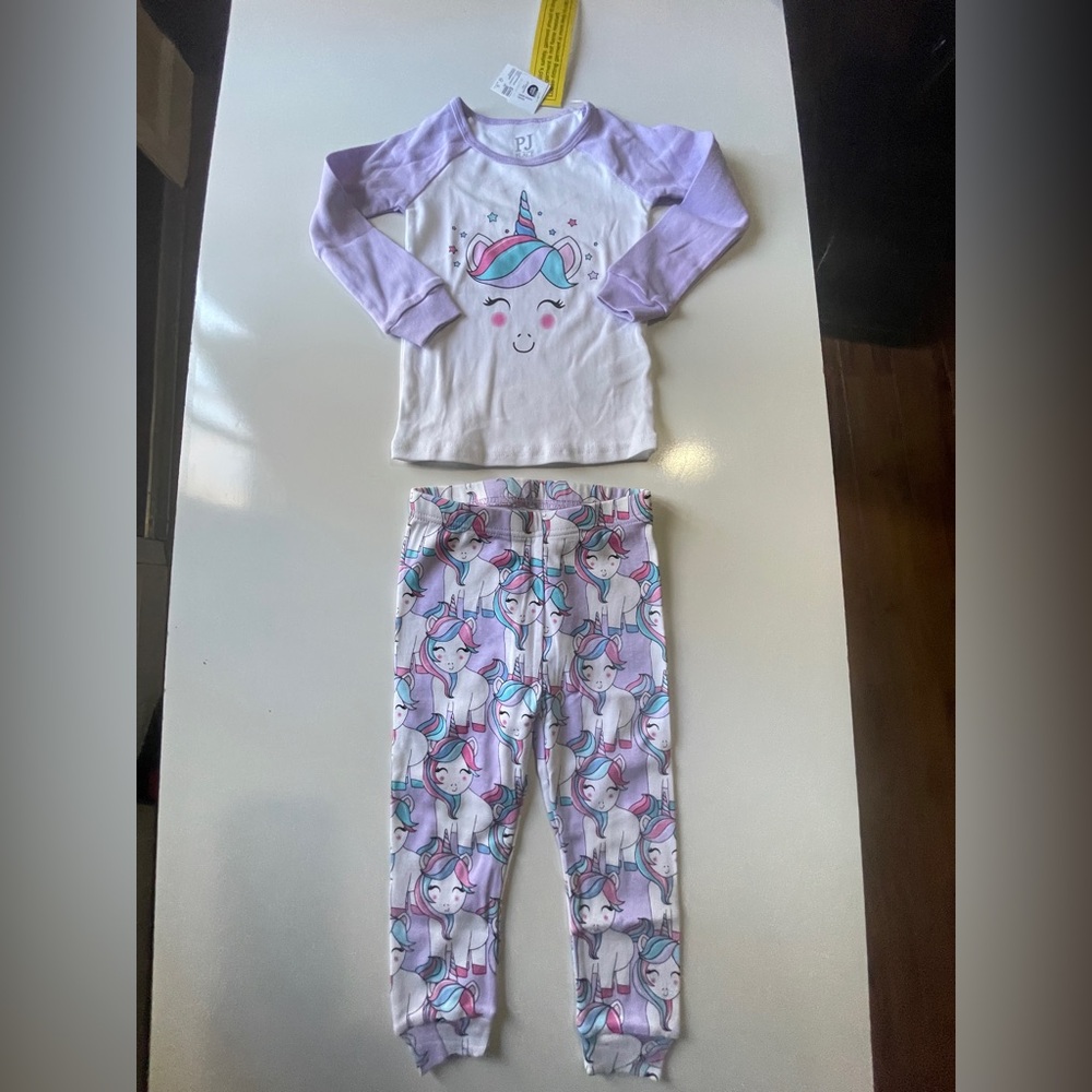 NEW Unicorn PJs 2-piece Pajamas Size 2T Girls Pajama Set 100% Cotton NEW